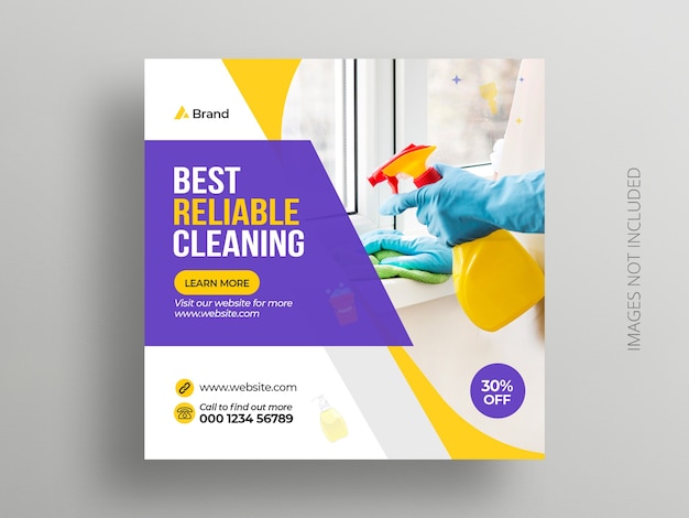 Cleaning service social media instagram post banner template