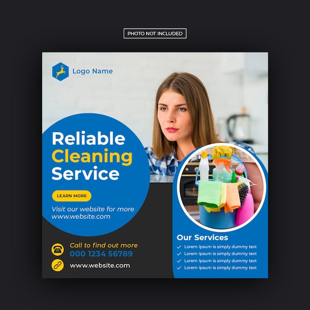 Cleaning service social media instagram post banner template