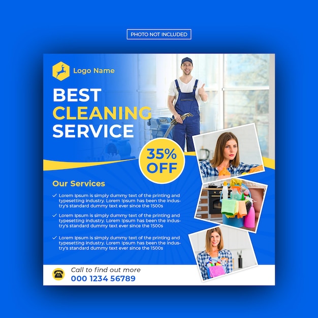 Cleaning service social media instagram post banner template