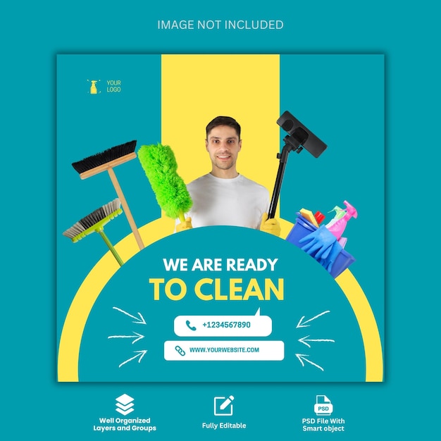 Cleaning service social media or Instagram post template