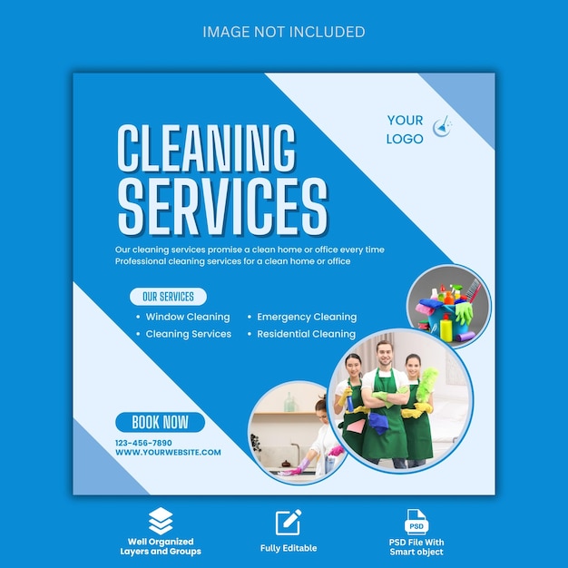 Cleaning service social media or Instagram post template