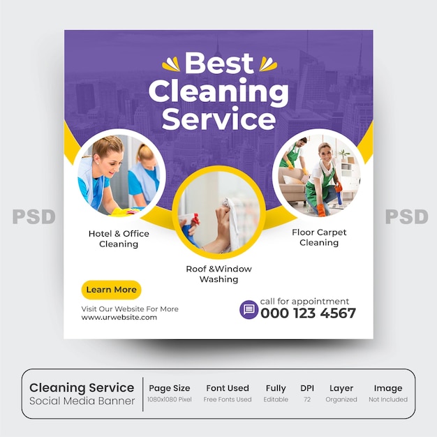 Cleaning service social media post banner Premium