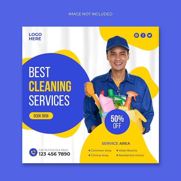 Cleaning service social media post banner template