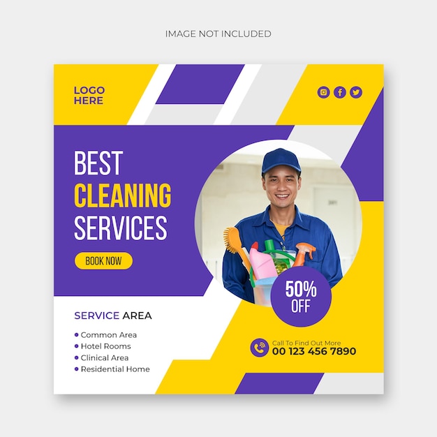 Cleaning service social media post banner template