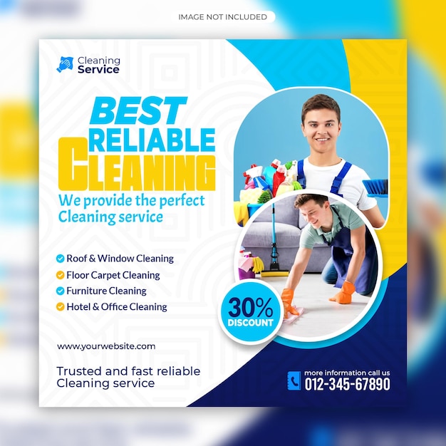 PSD cleaning service social media post banner template