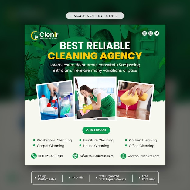 Cleaning service social media post template