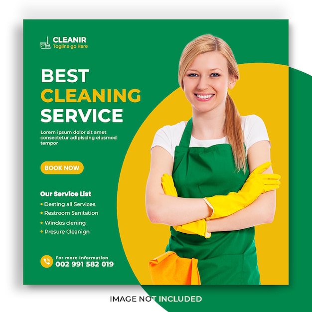 Cleaning service social media post and web banner template