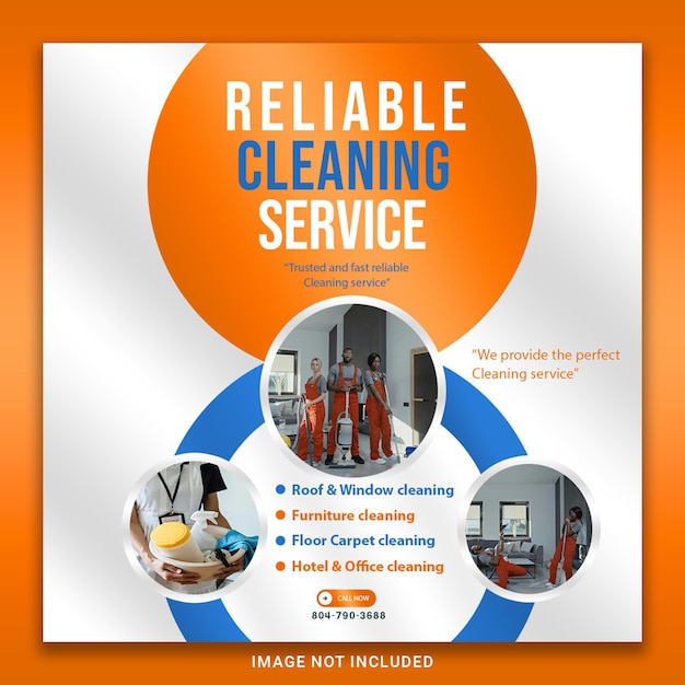 Cleaning service square flyer social media post or Instagram banner template