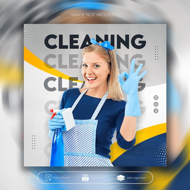 PSD cleaning service square flyer social media post template