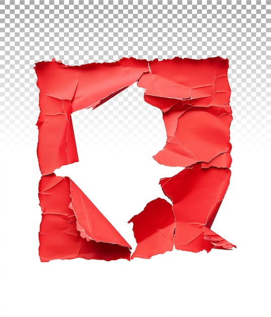 Clear Background Cutout of Red Paper Tear