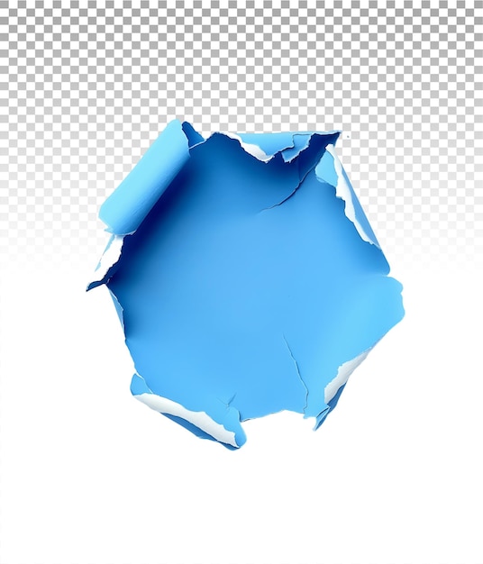 PSD clear background hole in blue paper isolation