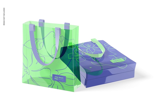 Clear Beach Bags Mockup