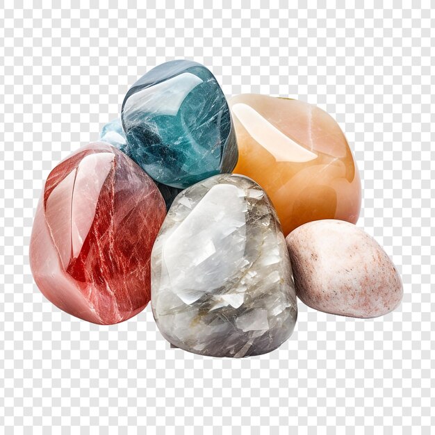 Clear colourful stone isolated on transparent background