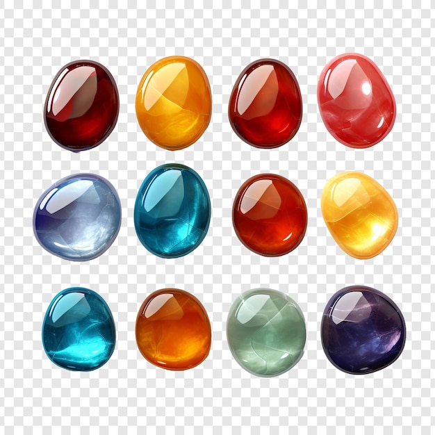 Clear colourful stone isolated on transparent background