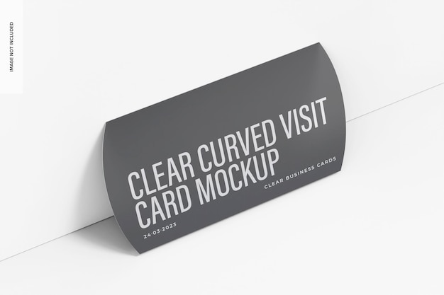 Clear Curved Visit Card Mockup, Leaned