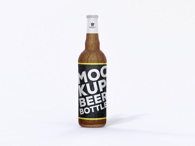 Clear Glass Beer Bottle Mockup