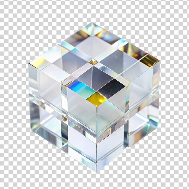 PSD a clear glass cube on transparent background