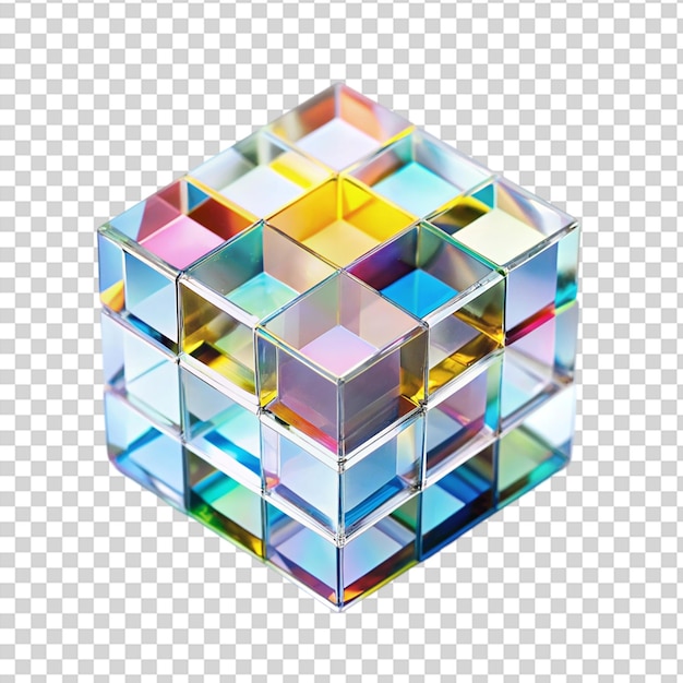 PSD a clear glass cube on transparent background