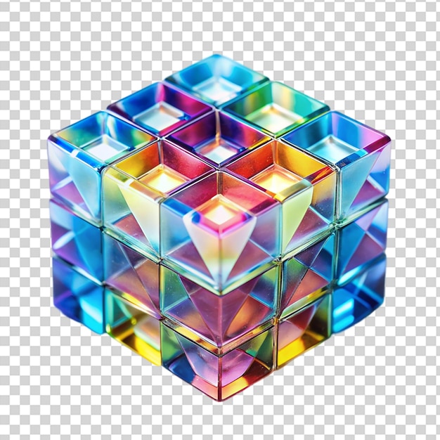 PSD a clear glass cube on transparent background