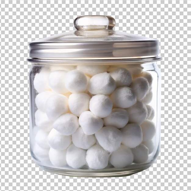 Clear glass jar filled with cotton pads