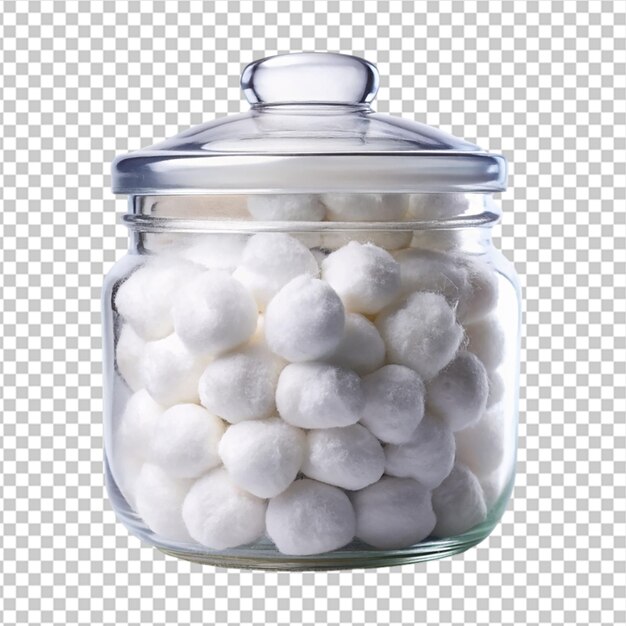 Clear glass jar filled with cotton pads