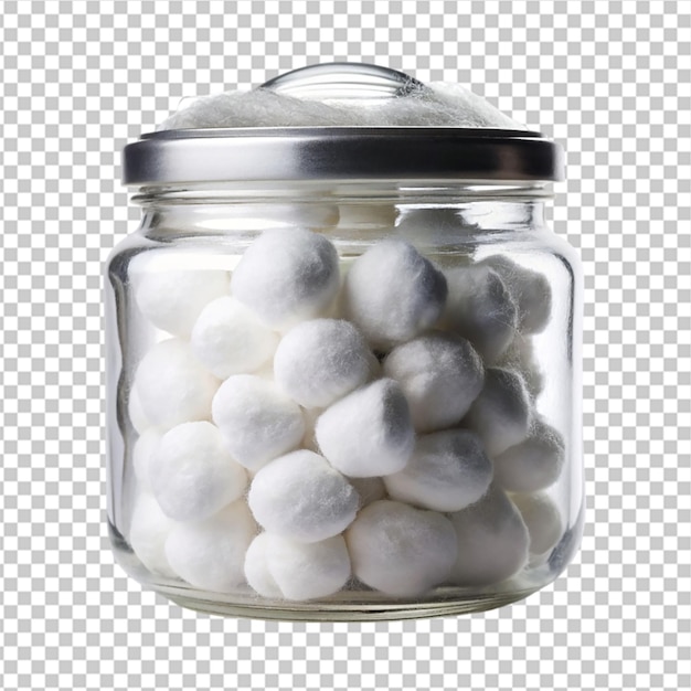 Clear glass jar filled with cotton pads