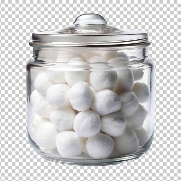 Clear glass jar filled with cotton pads