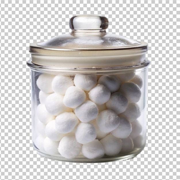 Clear glass jar filled with cotton pads