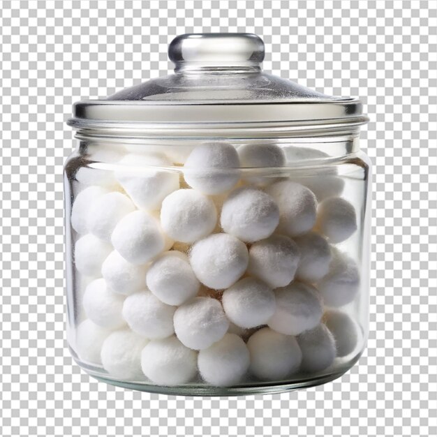 Clear glass jar filled with cotton pads