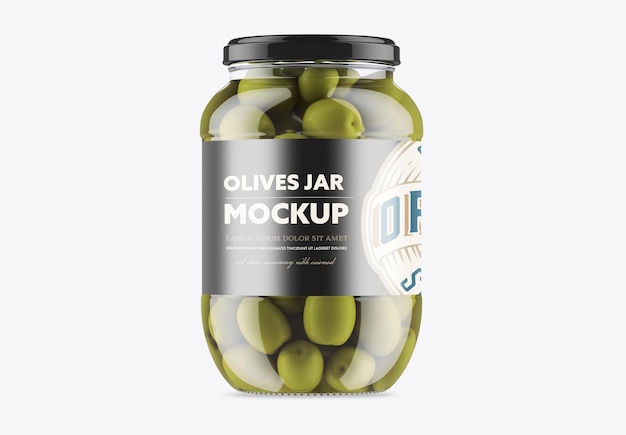 Clear Glass Jar with Olives Mockup