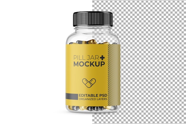 Clear Glass Pill Jar Mockup