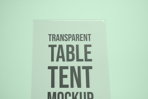 Clear glass table tent mock-up