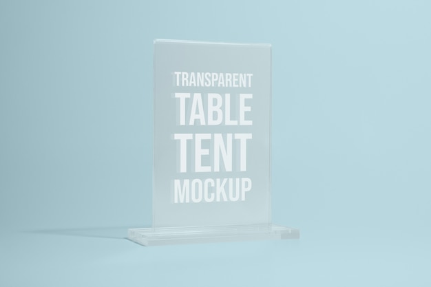 Clear glass table tent mock-up