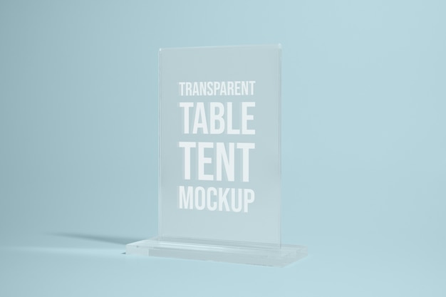 Clear glass table tent mock-up