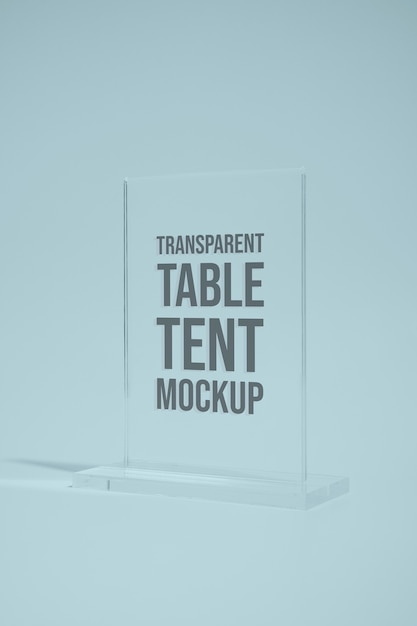 Clear glass table tent mock-up