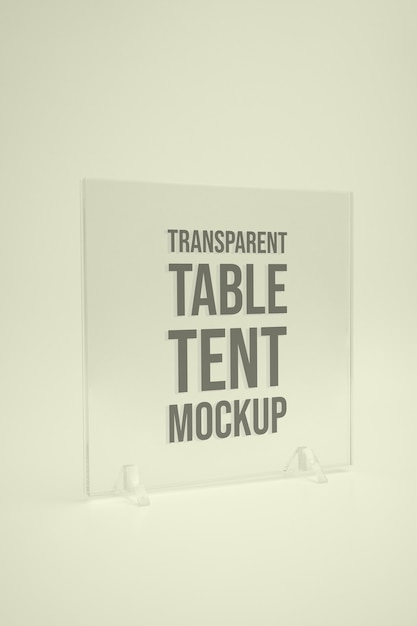 Clear glass table tent mock-up