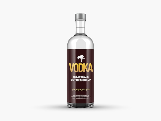 clear glass vodka bottle mockup template