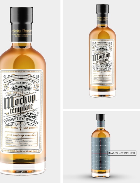 Clear Glass Whiskey Bottle Mockup