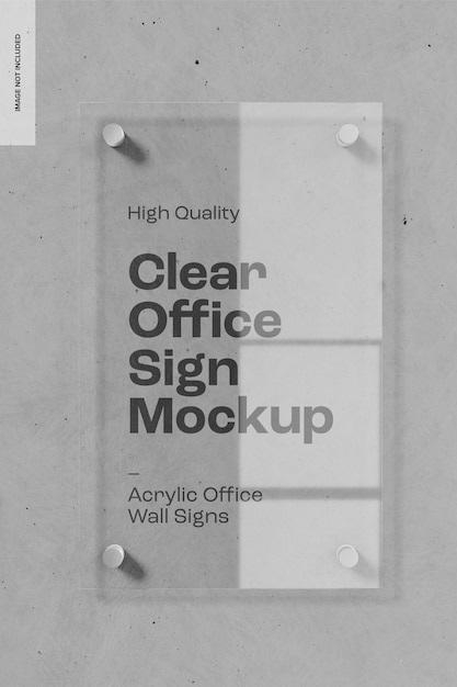 Clear Office Sign Mockup, Front View