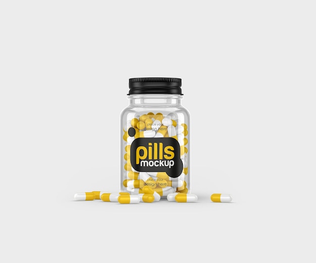 Clear pills bottle mockup