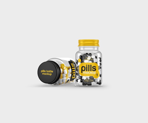 Clear pills bottle mockup