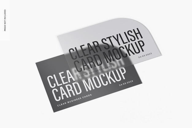 Clear Stylish Visit Cards Mockup, Stacked