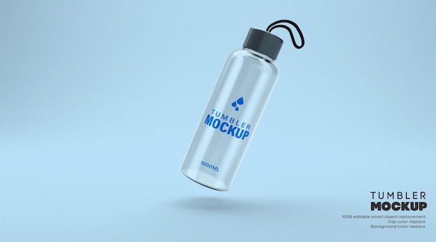 Clear transparent water bottle tumbler mockup, sport water bottle .