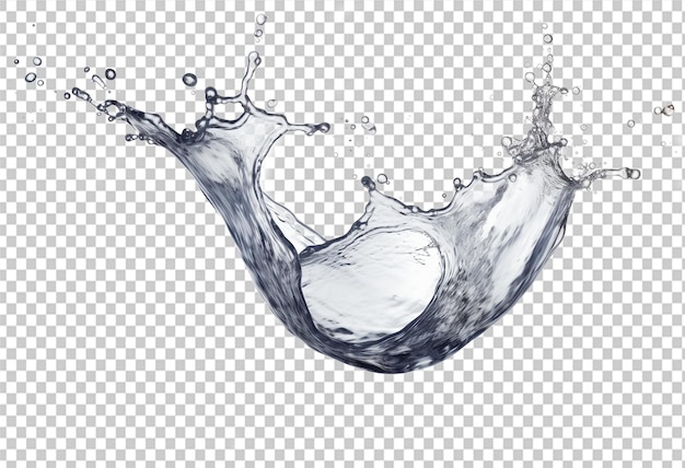 PSD clear water splash with elegant wave form isolated on transparent background