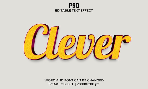 clever 3d editable text effect Premium Psd with background