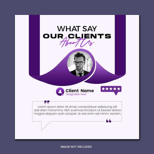 Client feedback testimonial social media post and web banner template