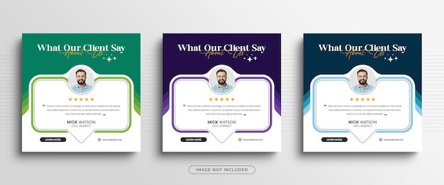 Client testimonials or customer feedback review social media post web banner template