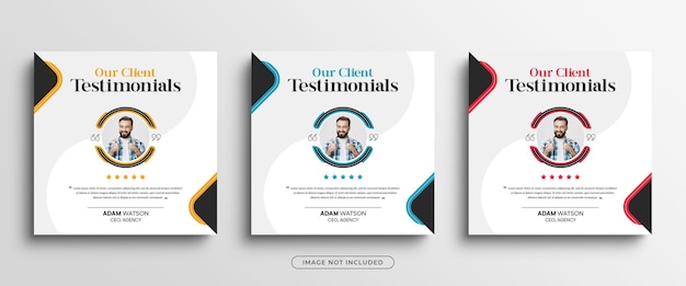 Client testimonials social media post or customer feedback review instagram post banner template