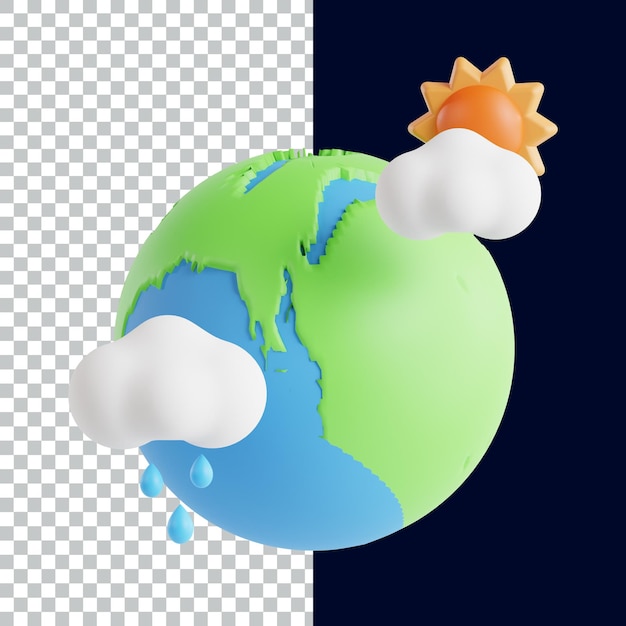 climate change 3D Icon render asset design 3D Icon illustration