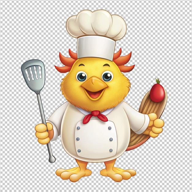 PSD a clipart of a chicken wearing a chefs hat on white background